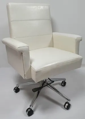 Modern Style White Leather Executive Office Chair - B012