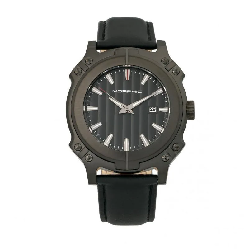 Morphic M68 Series Leather-Band Watch w/ Date