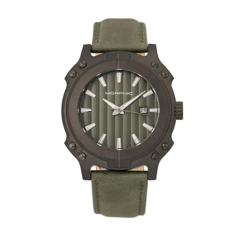 Morphic M68 Series Leather-Band Watch w/ Date