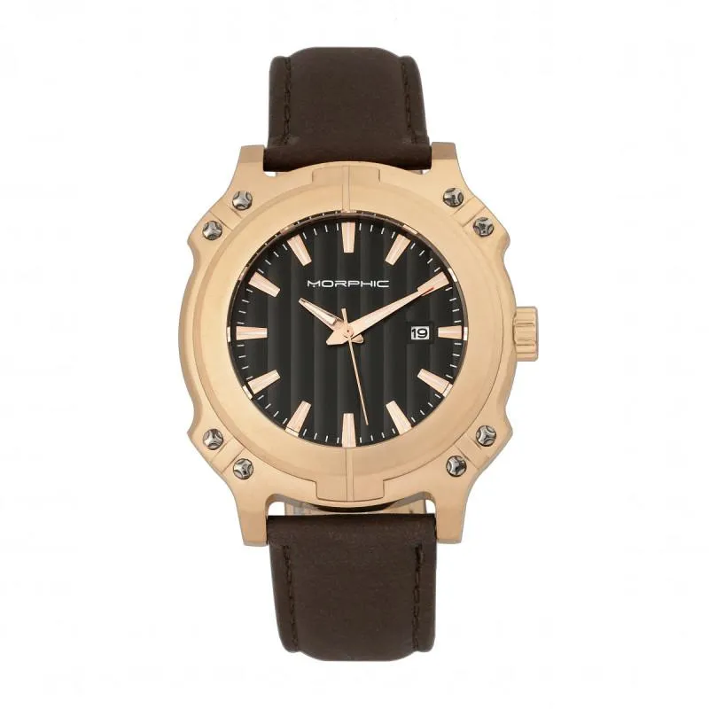 Morphic M68 Series Leather-Band Watch w/ Date