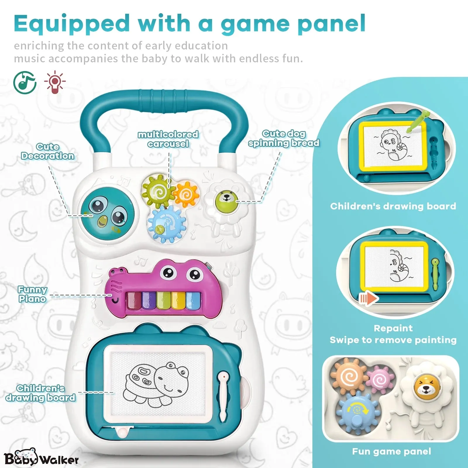 Multi-functional Baby Musical Learner Walker - Blue