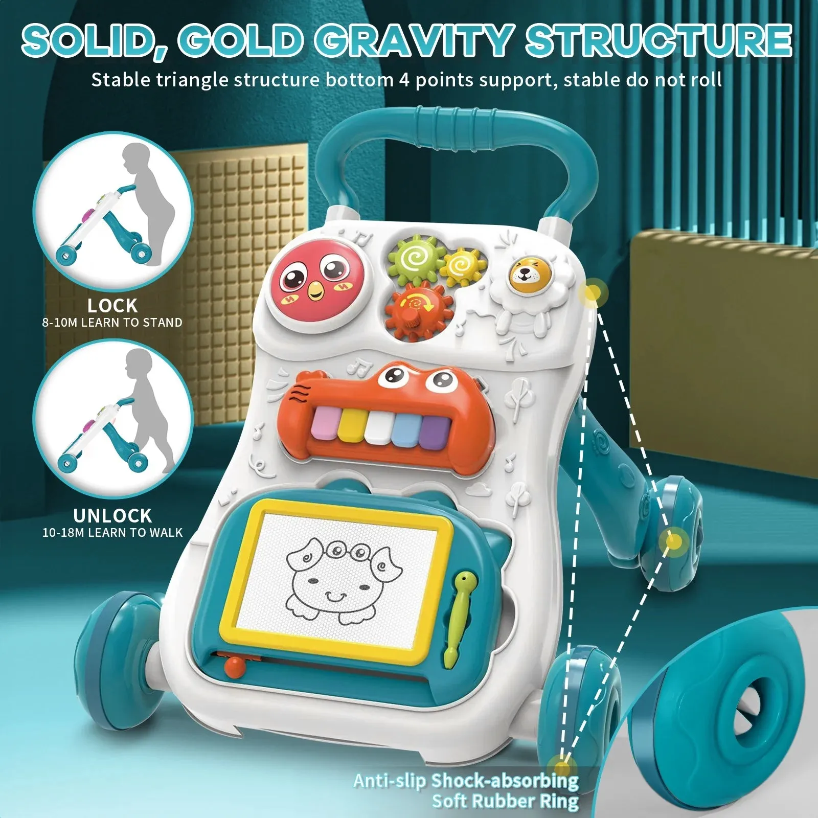 Multi-functional Baby Musical Learner Walker - Blue