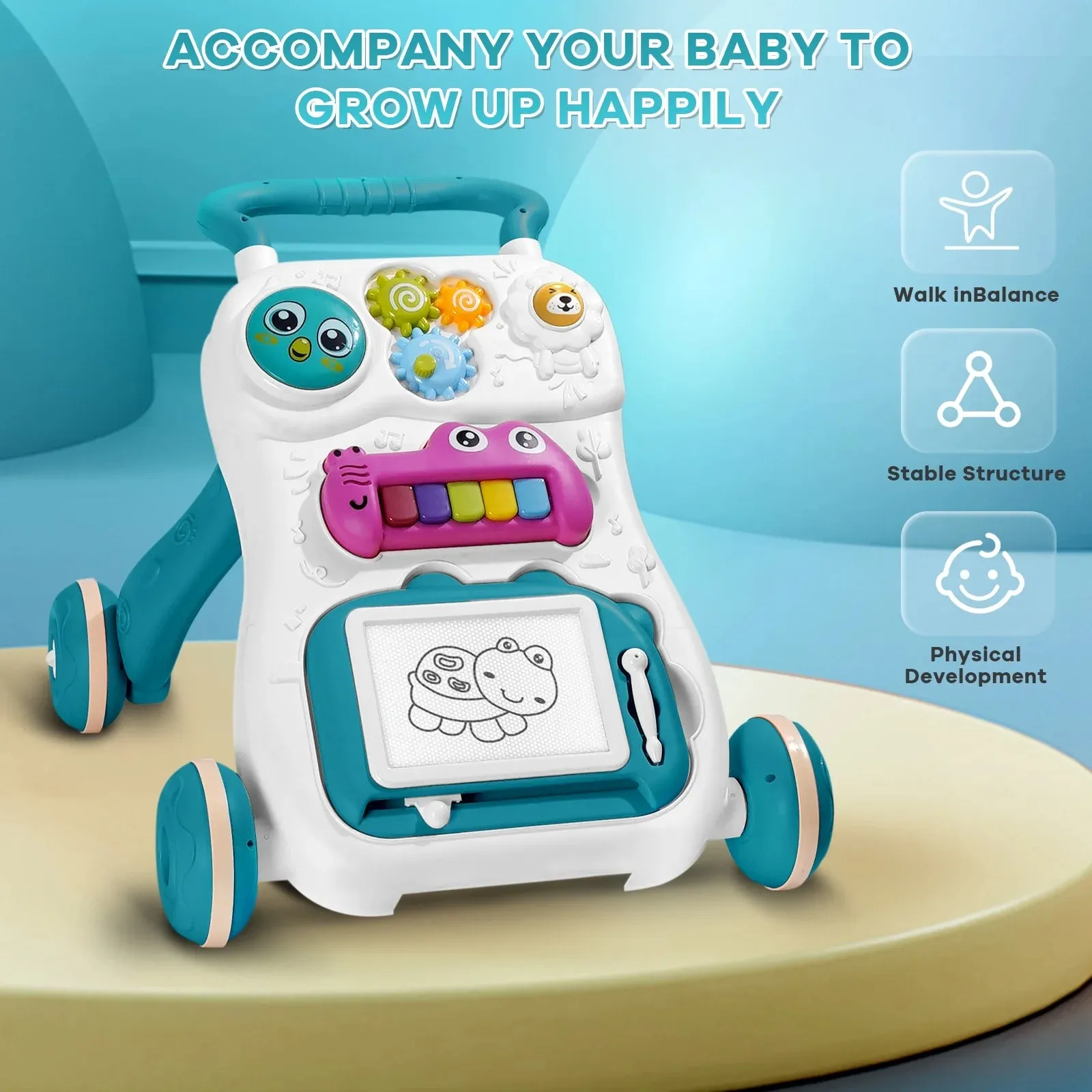 Multi-functional Baby Musical Learner Walker - Blue