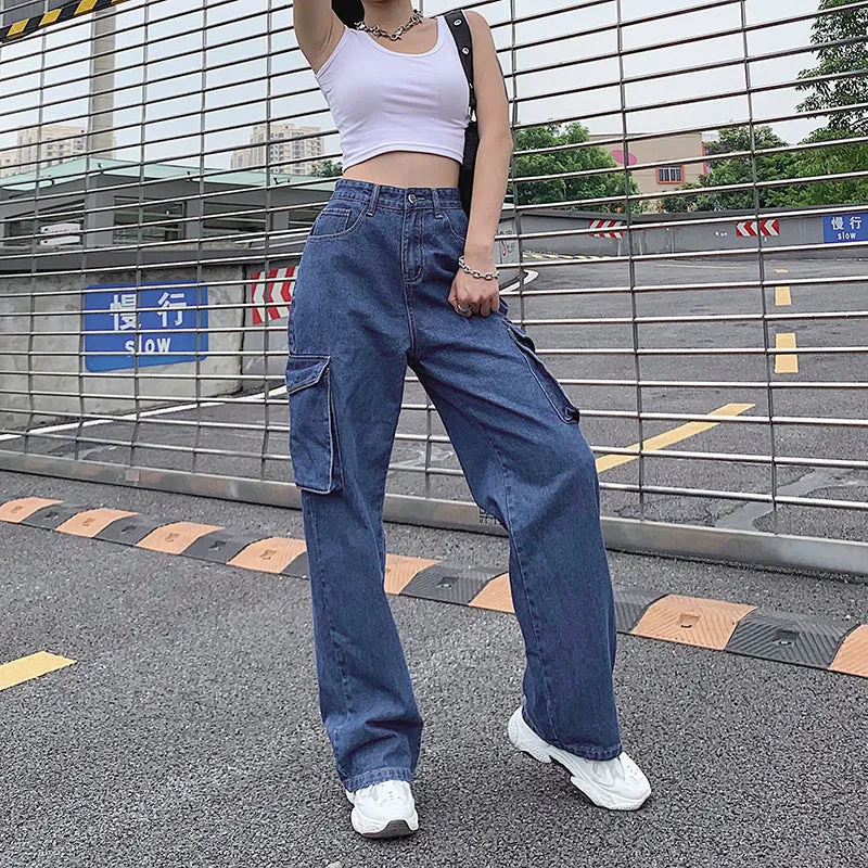 Multi Pockets Graceful Street Jeans