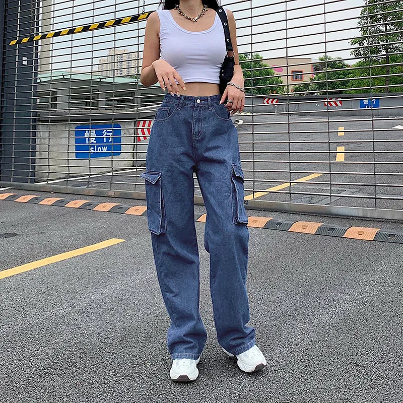 Multi Pockets Graceful Street Jeans
