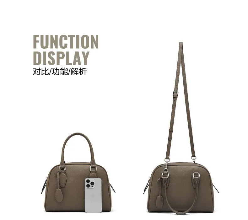 New Head Leather Large Capacity Hand Pillow Bag 2830 khaki