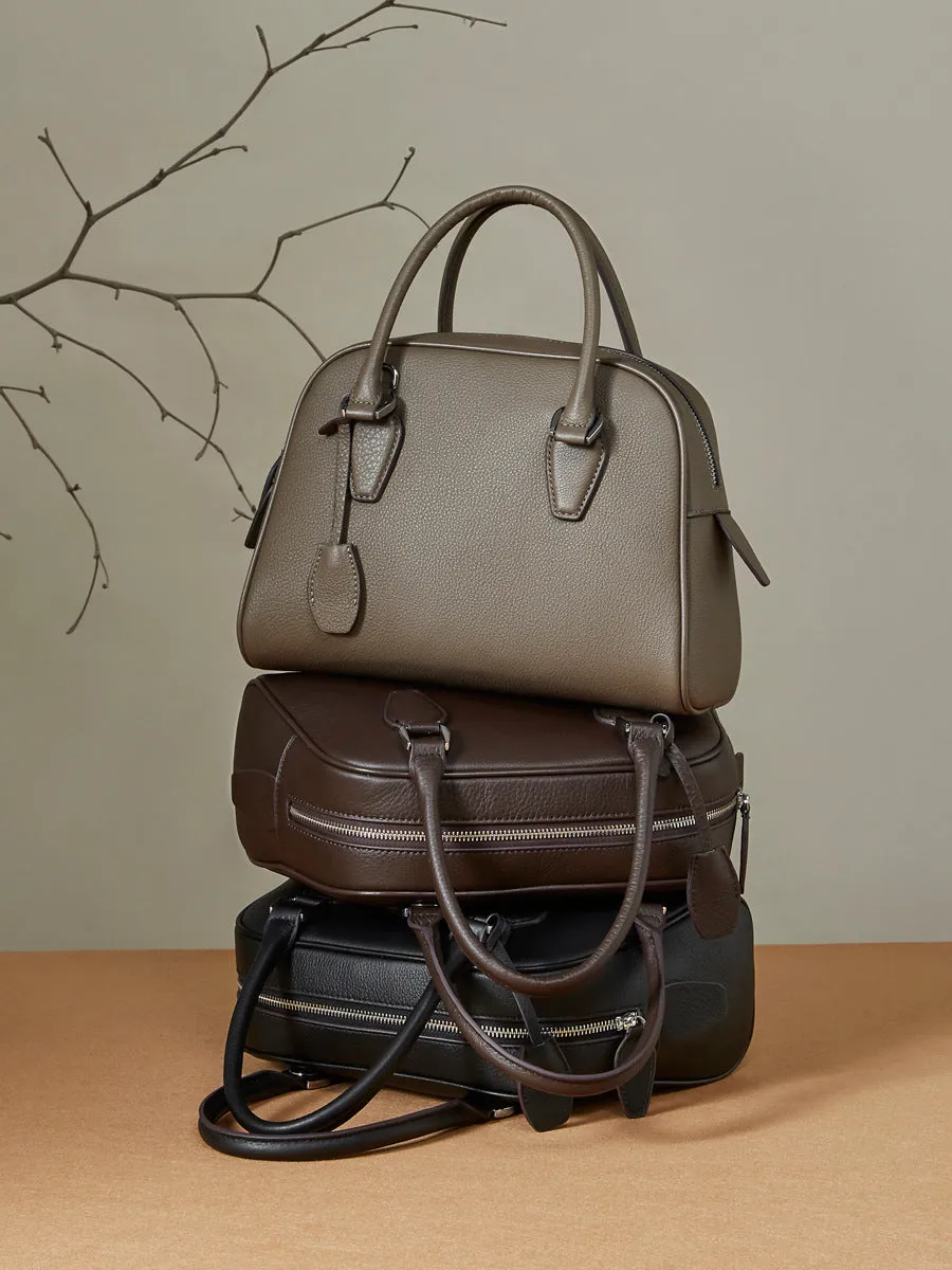 New Head Leather Large Capacity Hand Pillow Bag 2830 khaki