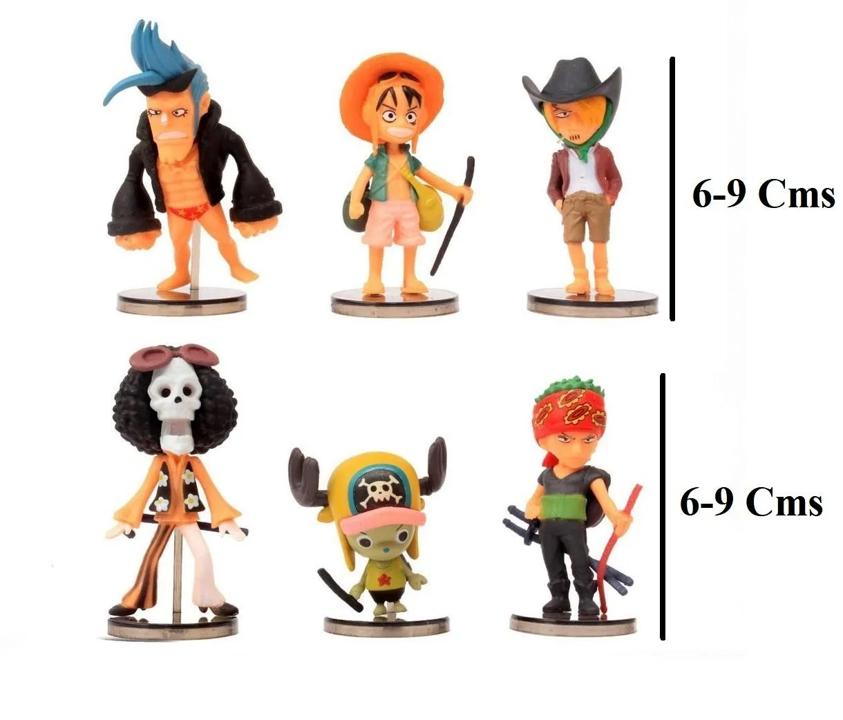 One Piece 6 Pcs Anime Action Figure Set Luffy Zoro Sanji Ace Sabo Robin PVC Action Figure  | 8.5 cms |