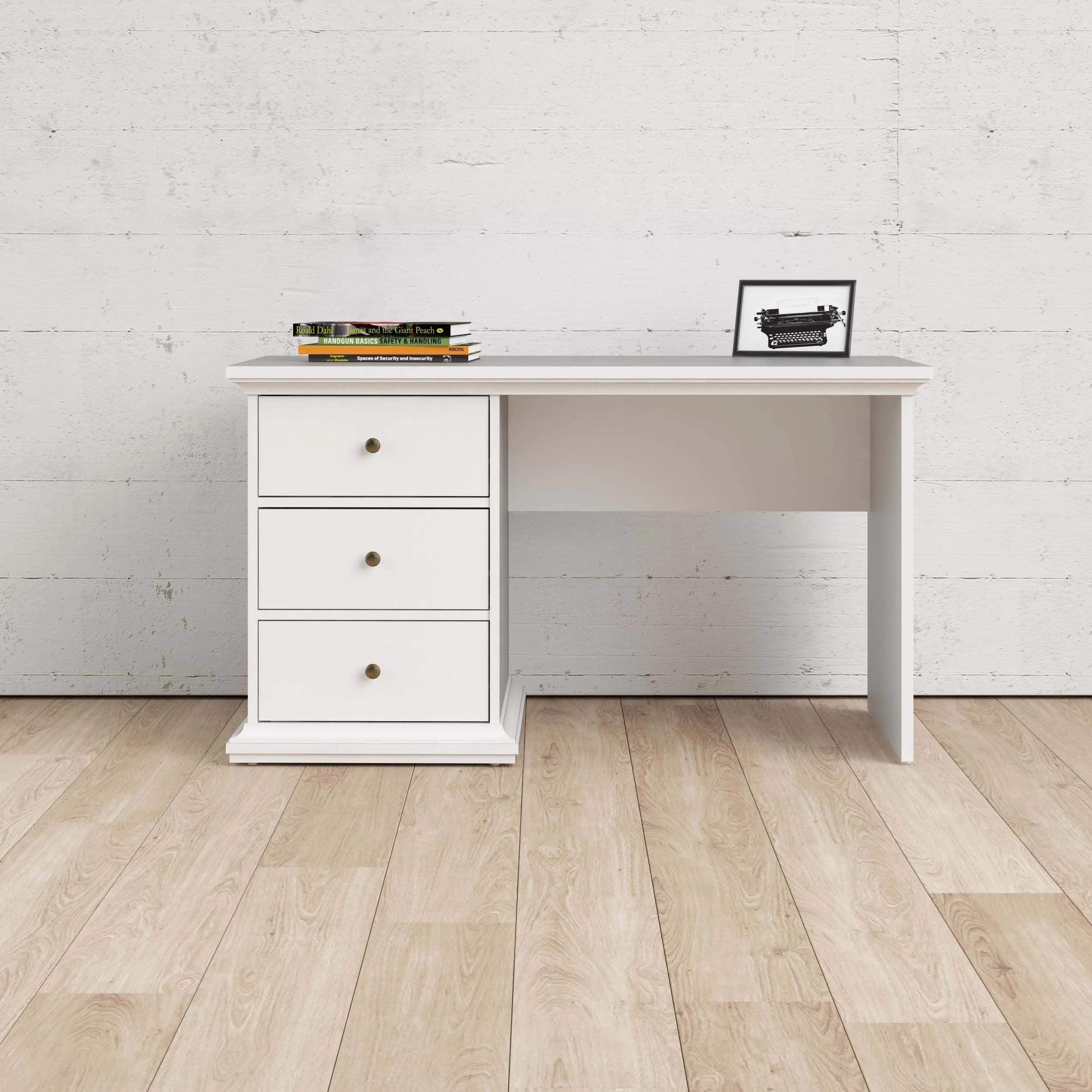 Paris Desk with 3 Drawers - White