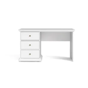 Paris Desk with 3 Drawers - White