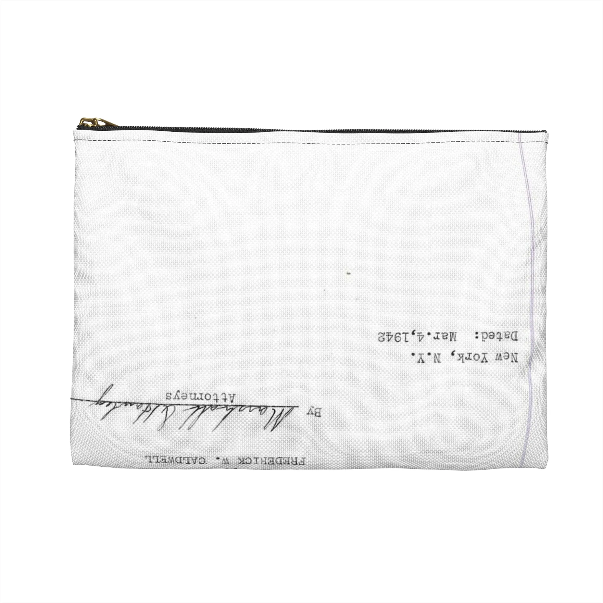 Patent Case File No. 2,298,194, Birdproofing, Inventor- Frederick W. Caldwell. - DPLA - 74c301010ed26c59dcbf62dd3cb26c47 (page 52) Large Organizer Pouch with Black Zipper