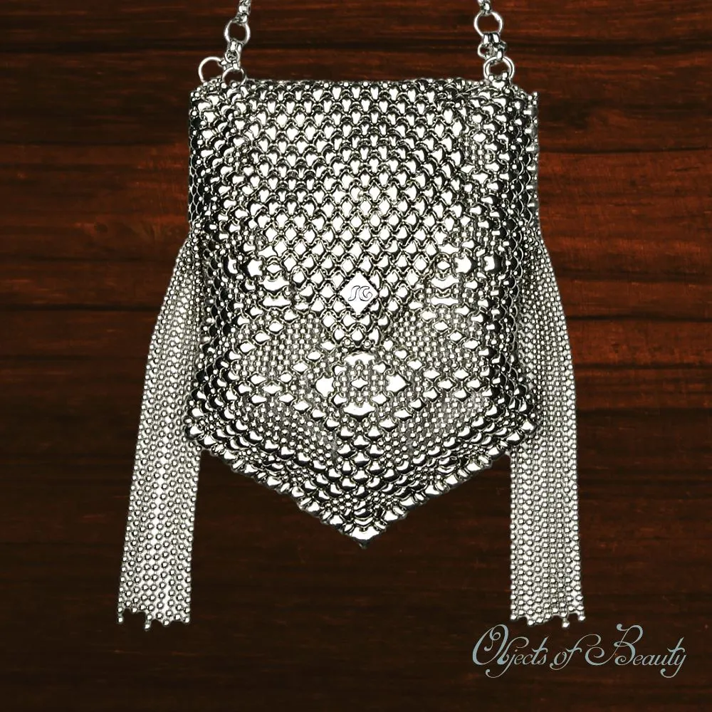 Pegasus Mesh Bag w Fringe Wings | SG Liquid Metal