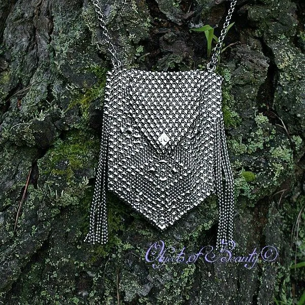 Pegasus Mesh Bag w Fringe Wings | SG Liquid Metal