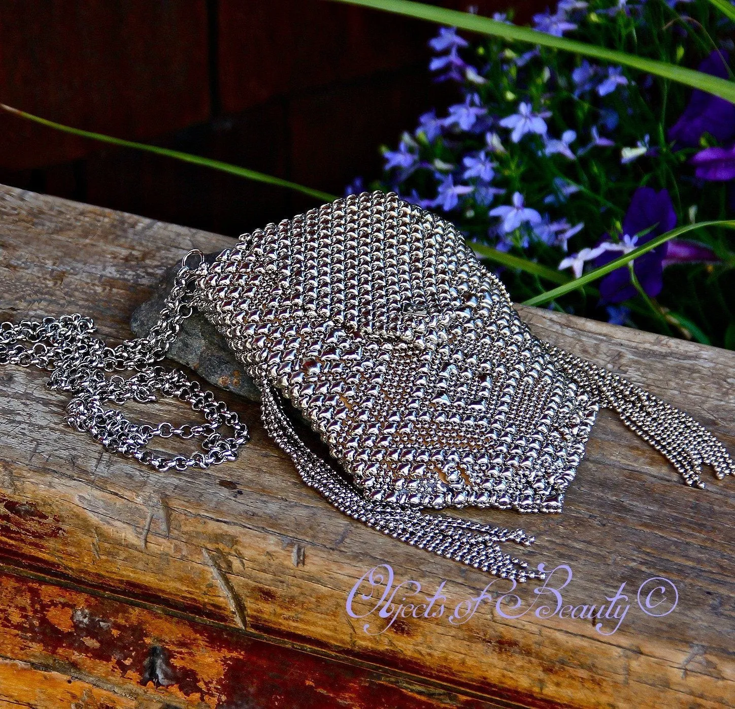 Pegasus Mesh Bag w Fringe Wings | SG Liquid Metal