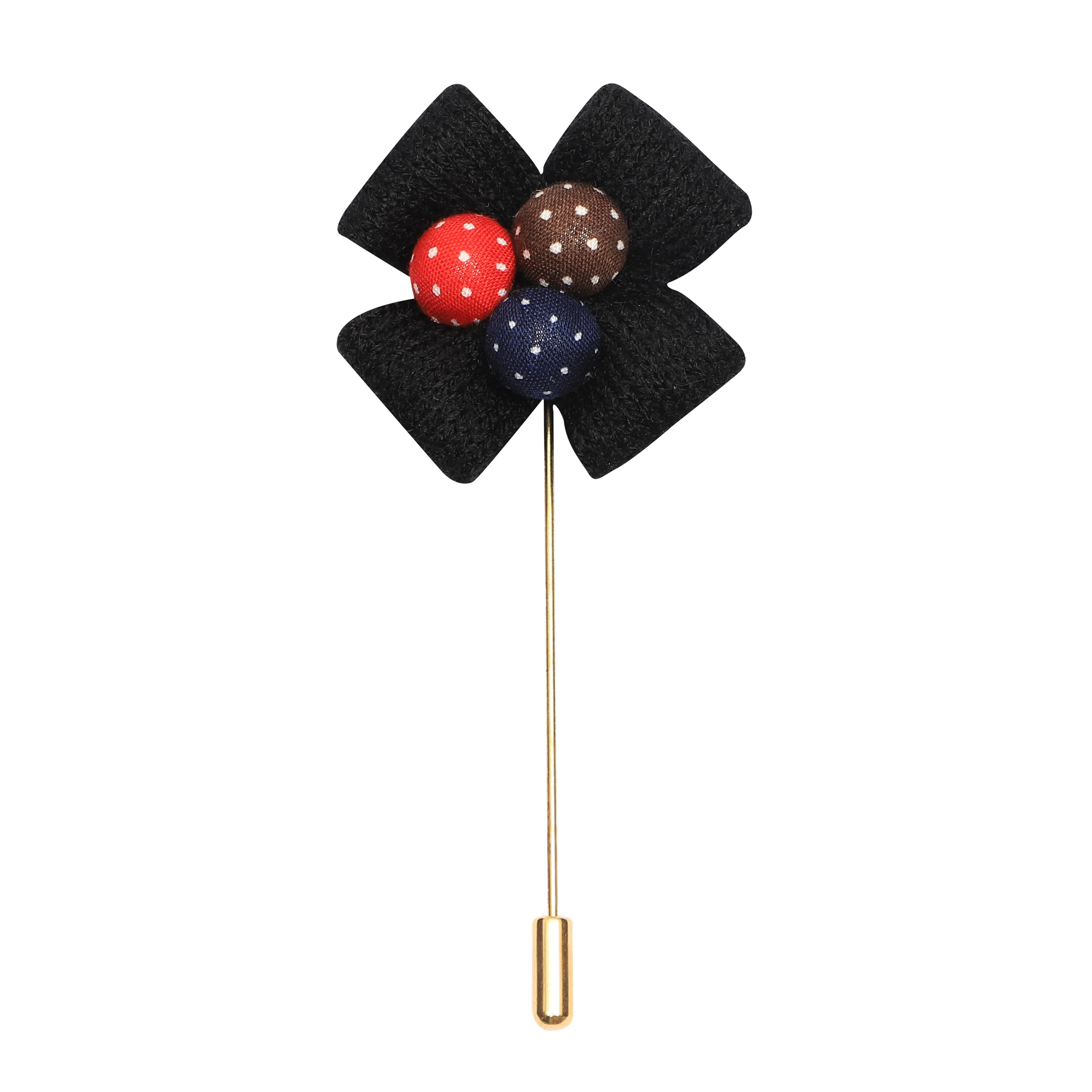 Peluche Graceful Floral Black Brooch For Men