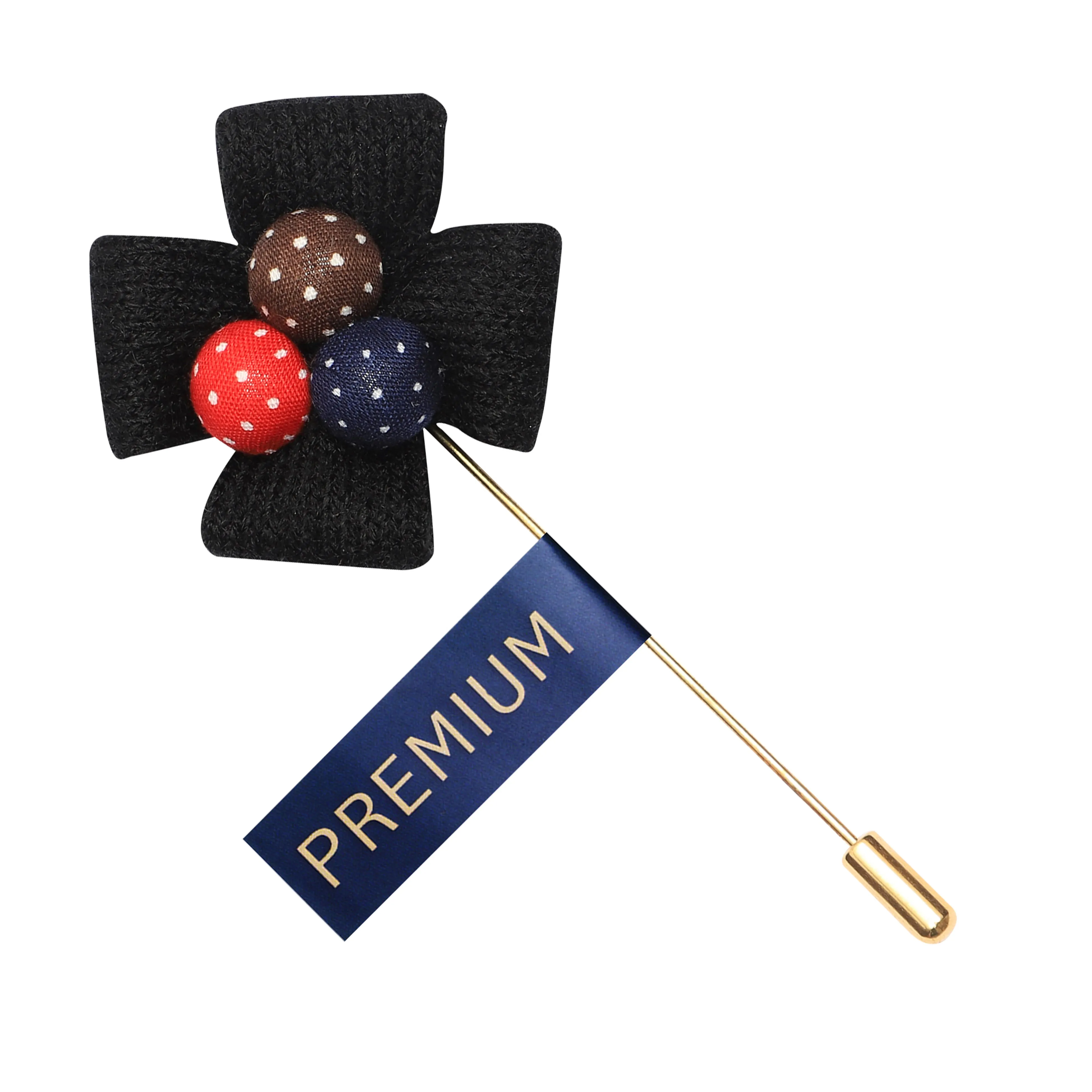Peluche Graceful Floral Black Brooch For Men