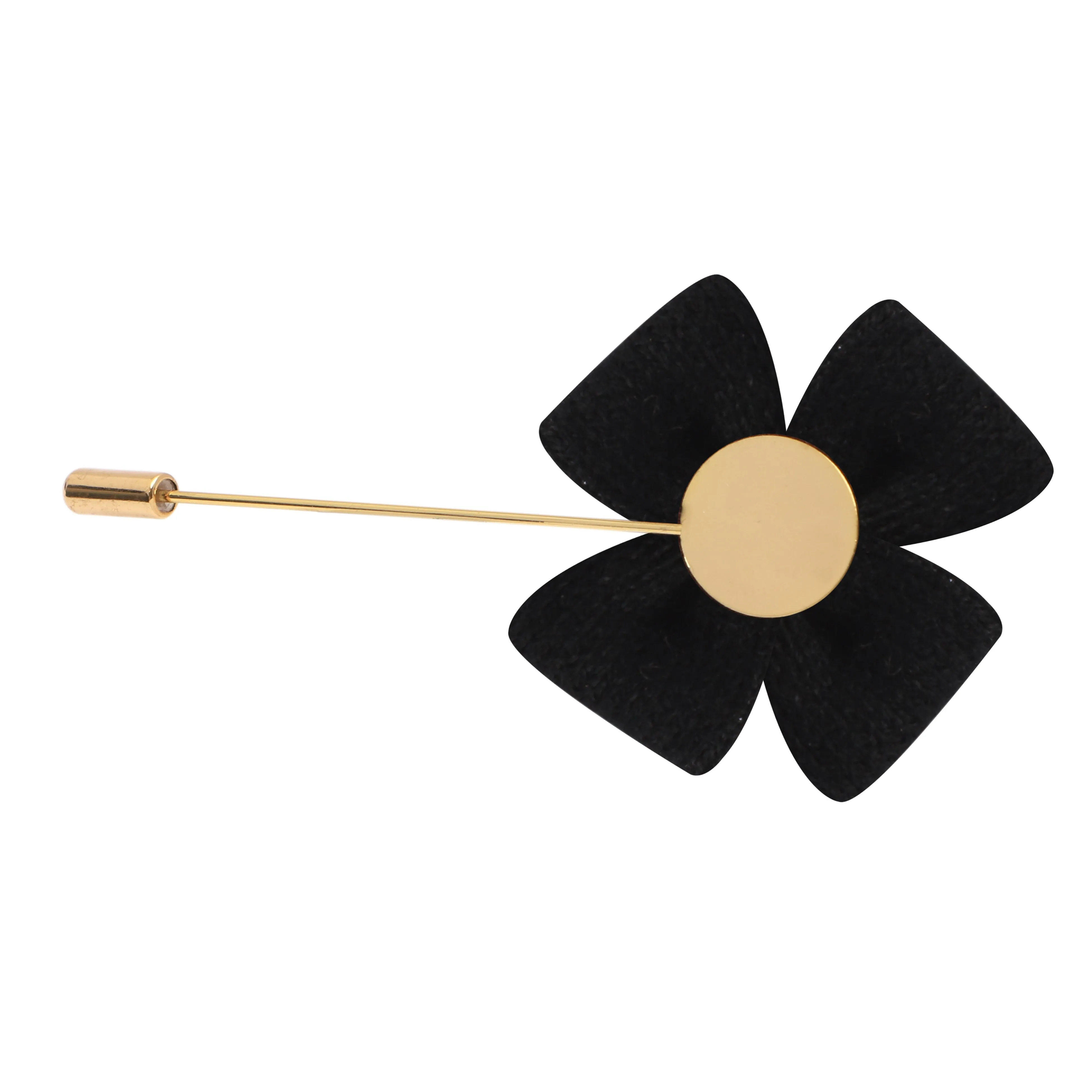 Peluche Graceful Floral Black Brooch For Men