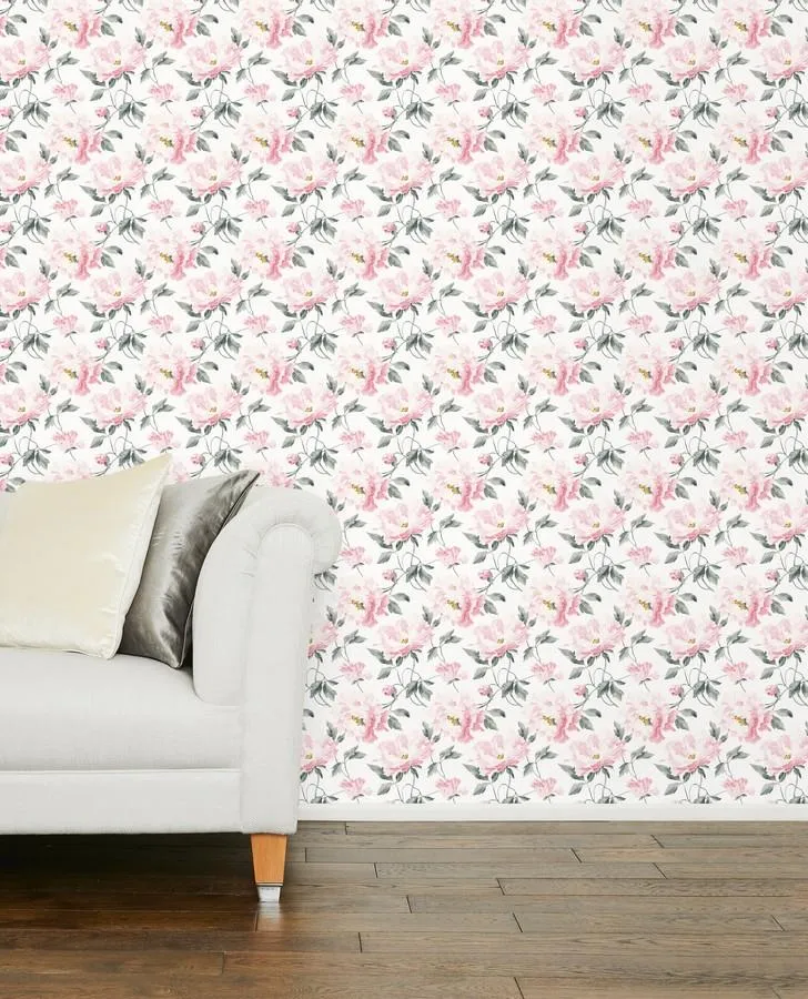 Peonies Dark Blush Wallpaper