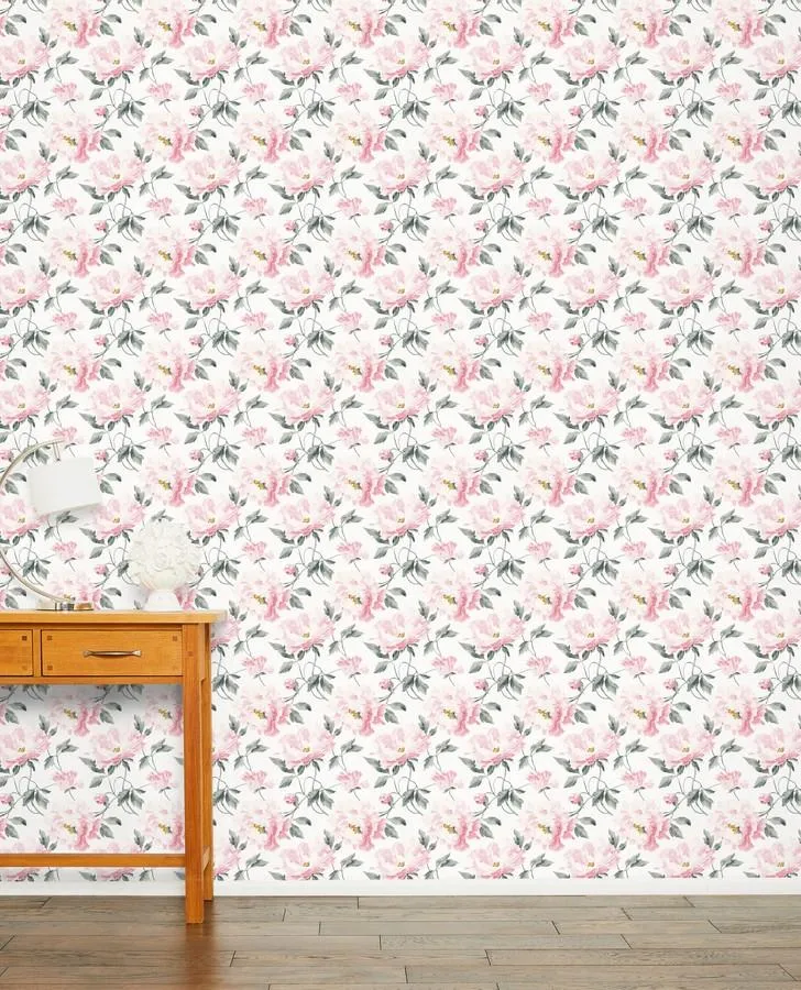 Peonies Dark Blush Wallpaper