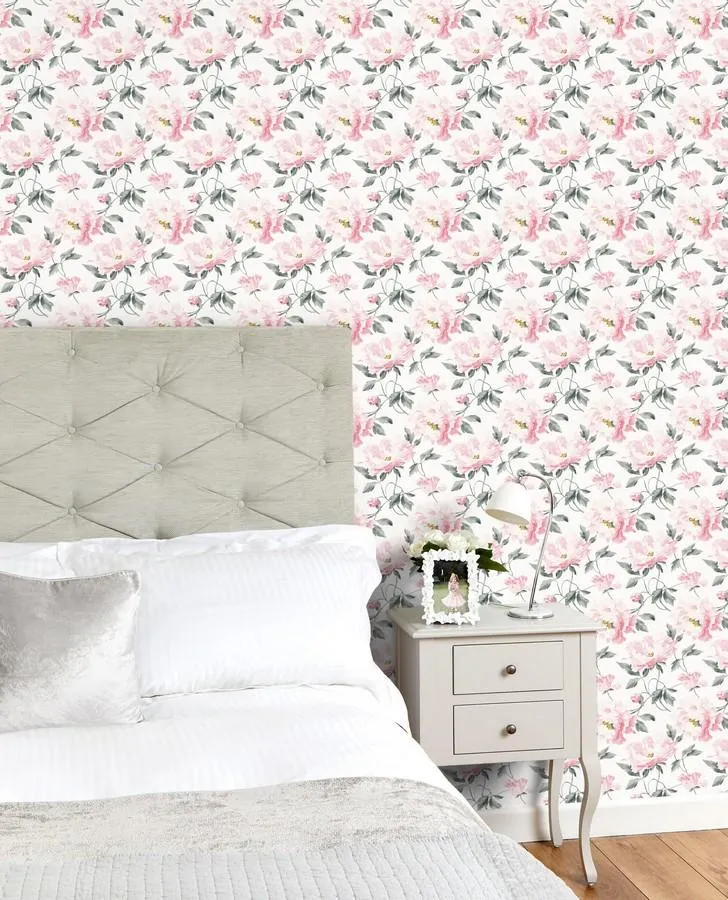 Peonies Dark Blush Wallpaper