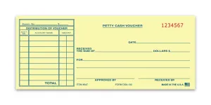Petty Cash Voucher for Tracking Payments Money Management Receipt - 8-1/2" × 3-1/2" 1-part Canary Paper, Ledger for Petty Cash Record Keeping of Business Accounts