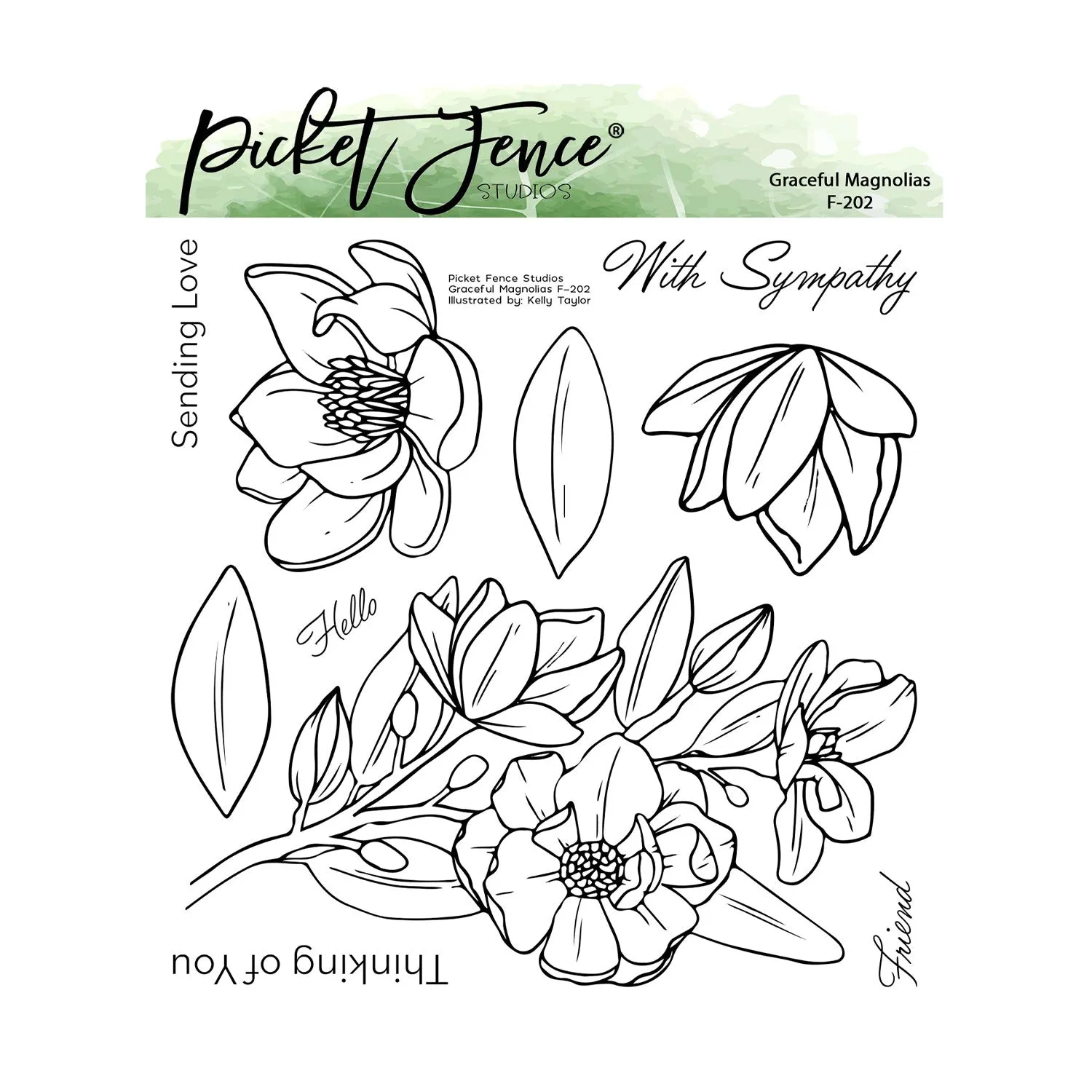 Picket Fence Studios Clear Stamp Set - Graceful Magnolias