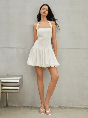Plain Halter Graceful Sleeveless Short Dress
