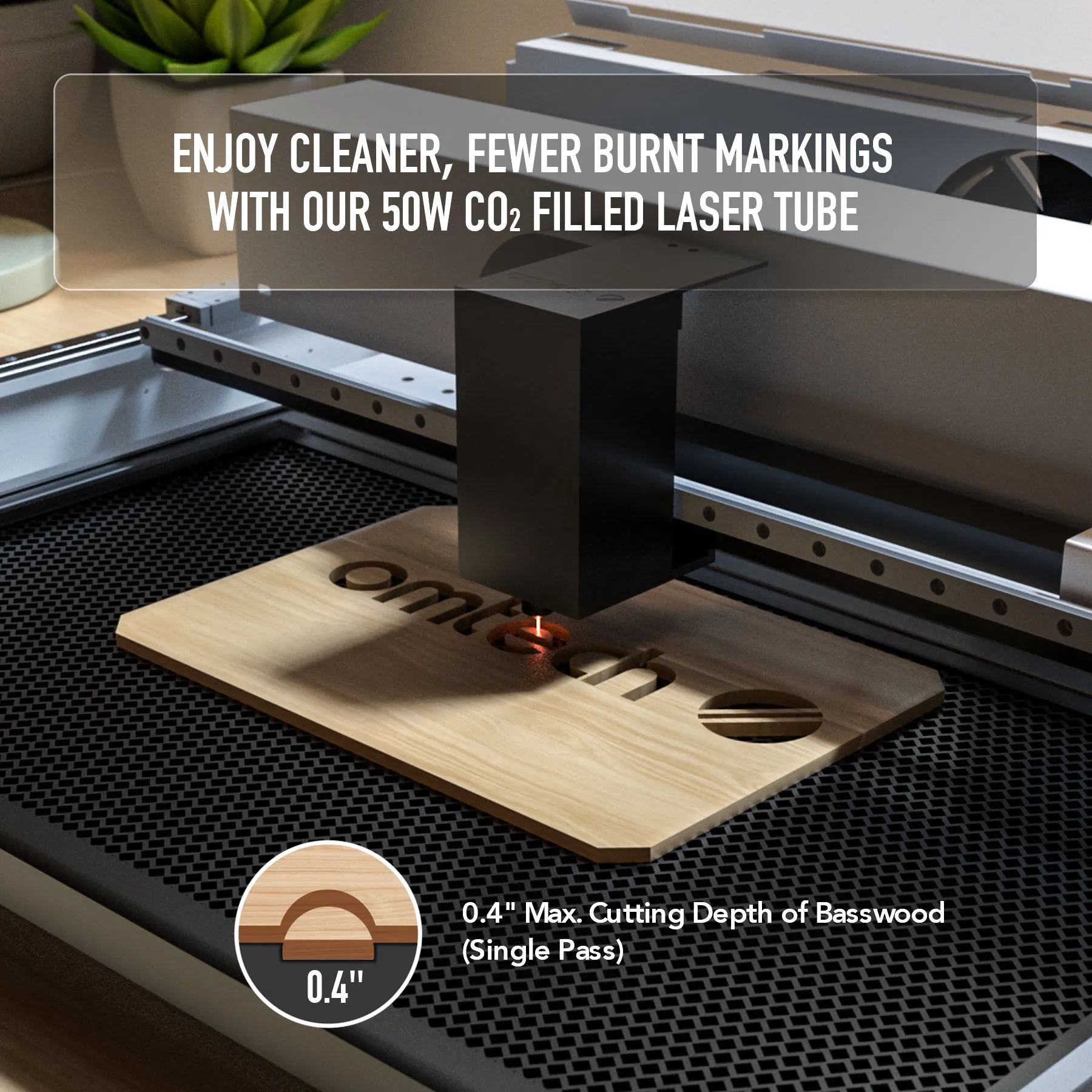 Polar 50W Desktop Laser Cutter & Engraver Machine With Rotary