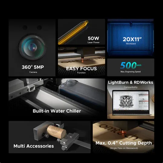 Polar 50W Desktop Laser Cutter & Engraver Machine With Rotary