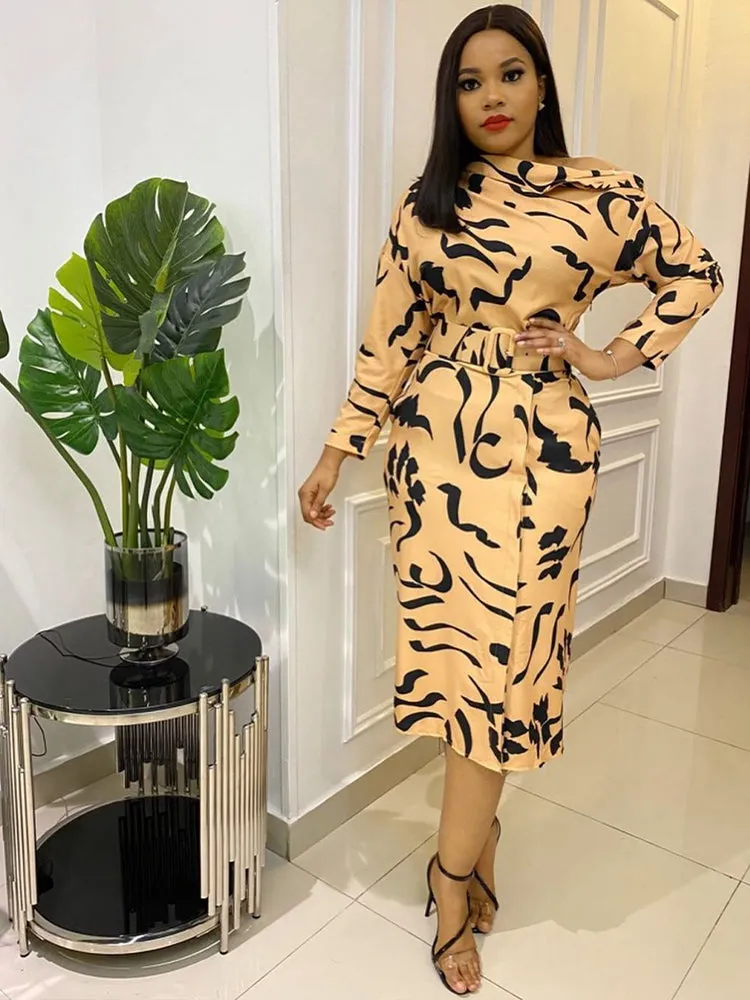 Printed O Graceful Neck Mini Dress