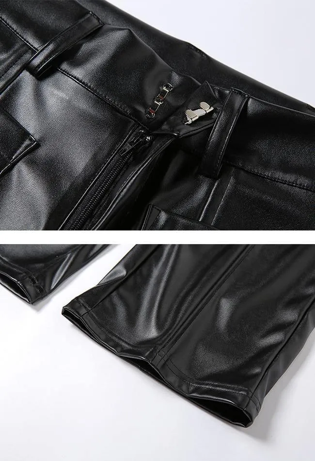 PU High Graceful Collar Belt Top