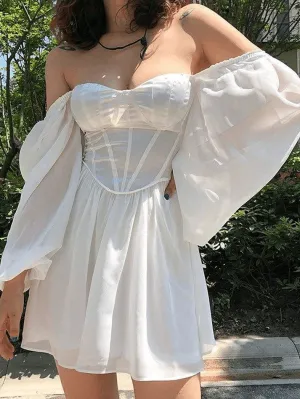 Puff Sleeve Graceful Buttoned Ruffle Blouse