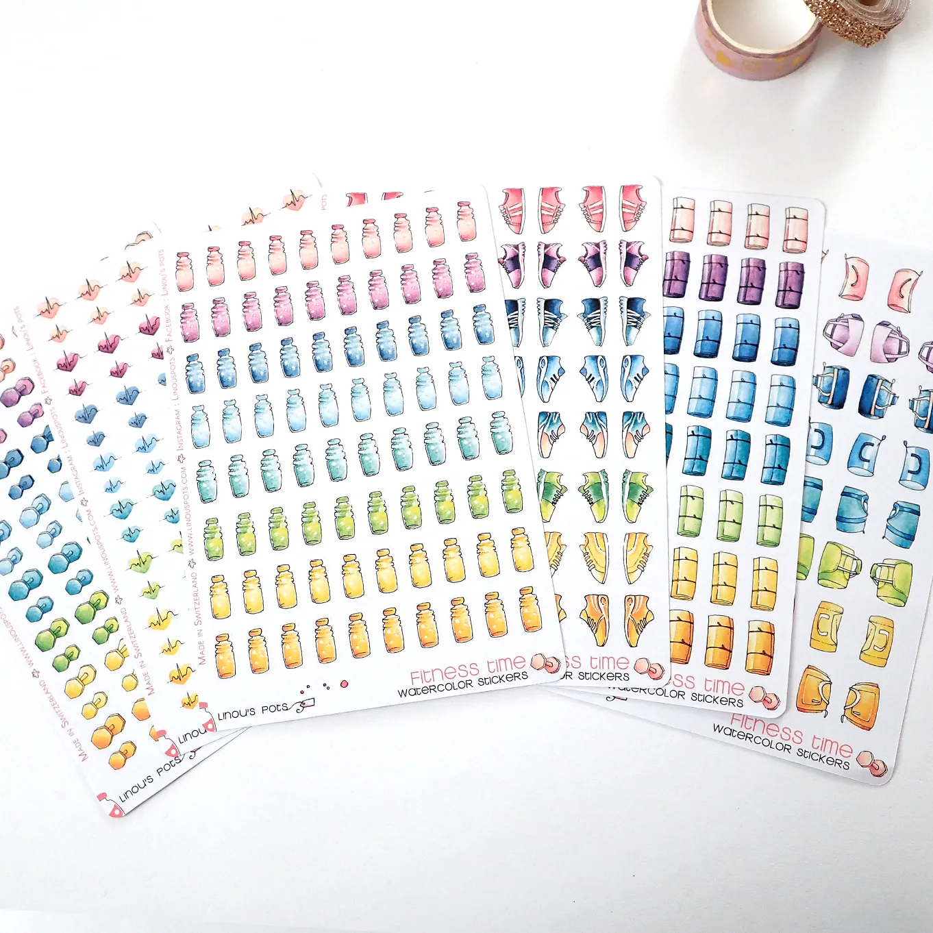 Rainbow Fitness Collection : 112 Dumbbells Stickers