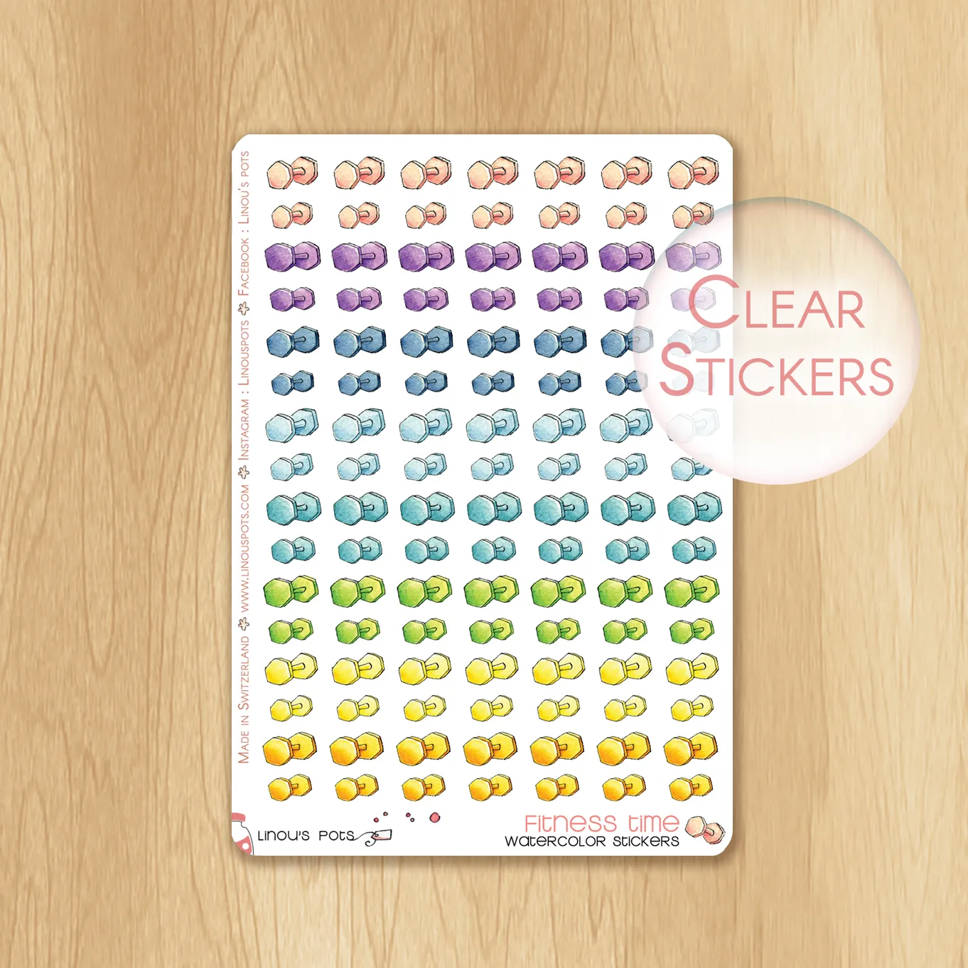 Rainbow Fitness Collection : 112 Dumbbells Stickers