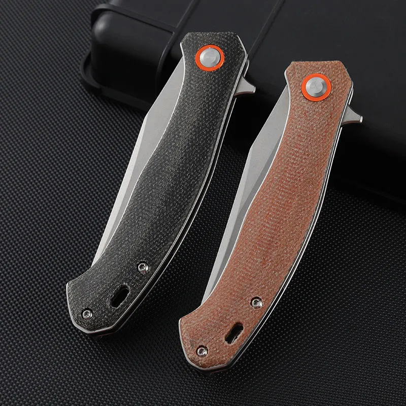 Ready To Ship Outdoor Edc Portable Folding Knife Micarta G10 Flax Handle Survival Camping Folding Knife