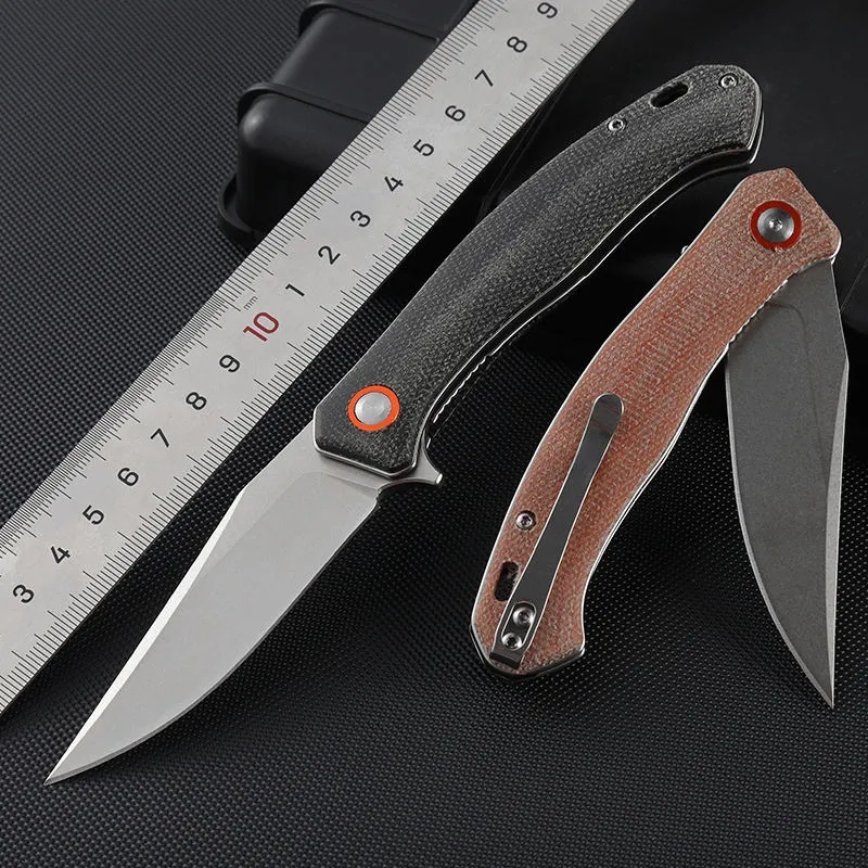 Ready To Ship Outdoor Edc Portable Folding Knife Micarta G10 Flax Handle Survival Camping Folding Knife