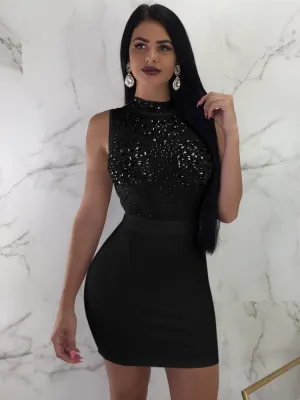 Rhinestone Logo Graceful Design Crop Top