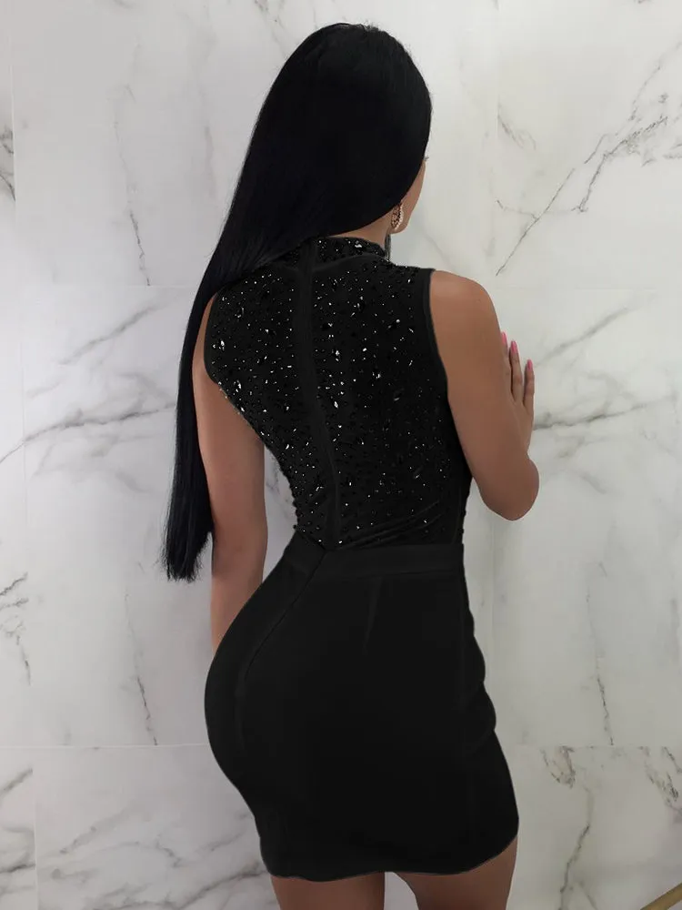 Rhinestone Logo Graceful Design Crop Top