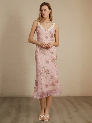 Romantic Floral Graceful Print Midi Dress