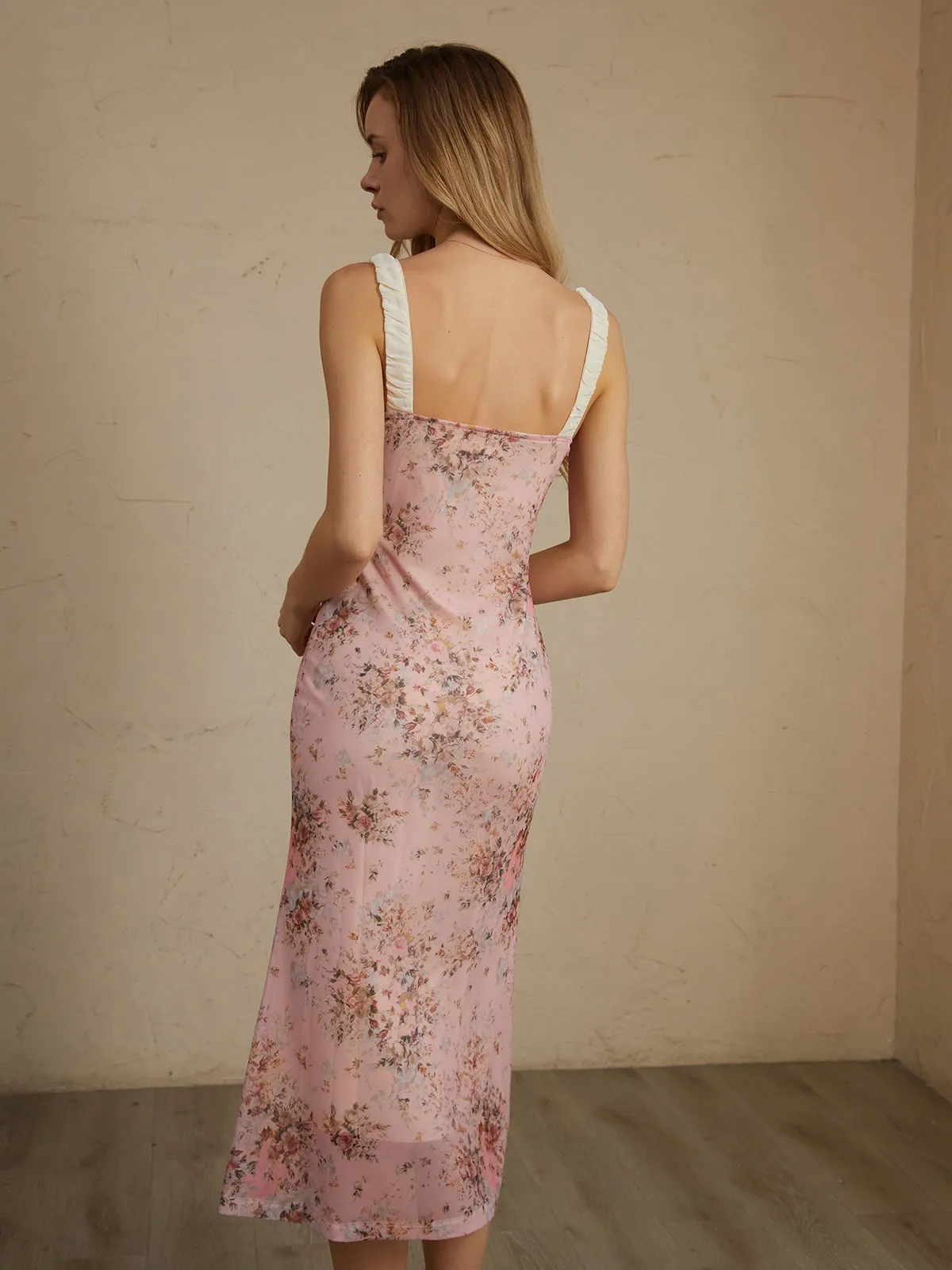 Romantic Floral Graceful Print Midi Dress