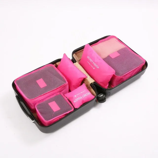RUPUTIN New 6PCS/Set High Quality Oxford Cloth Ms Travel Mesh Bag In Bag Luggage Organizer