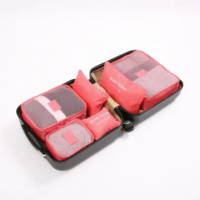 RUPUTIN New 6PCS/Set High Quality Oxford Cloth Ms Travel Mesh Bag In Bag Luggage Organizer
