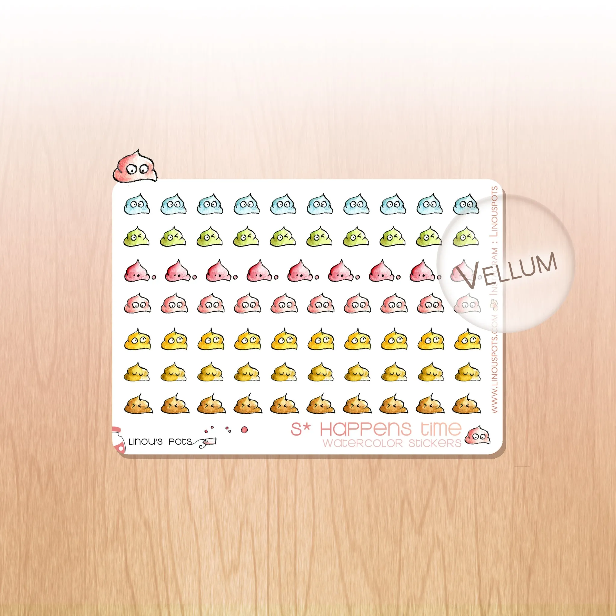 S* Happens - Decorative Watercolor Stickers MINI - Little Rainbow Poops