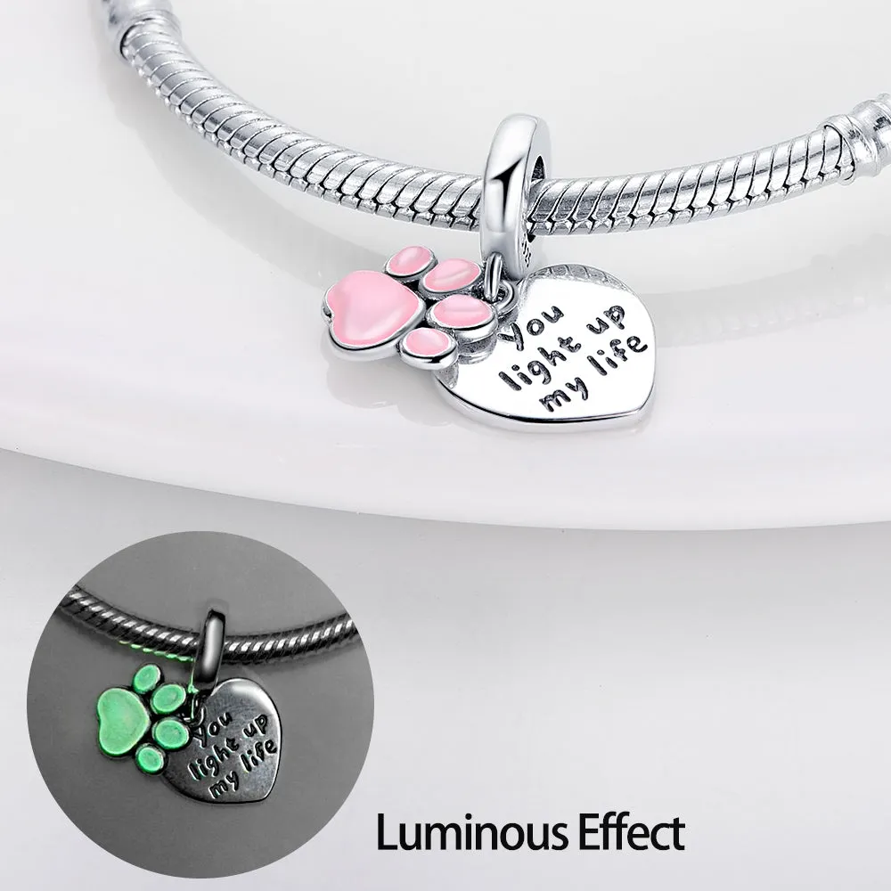 S925 Silver Luminous Charms Bead Grow in the Dark For Bracelet and Necklace