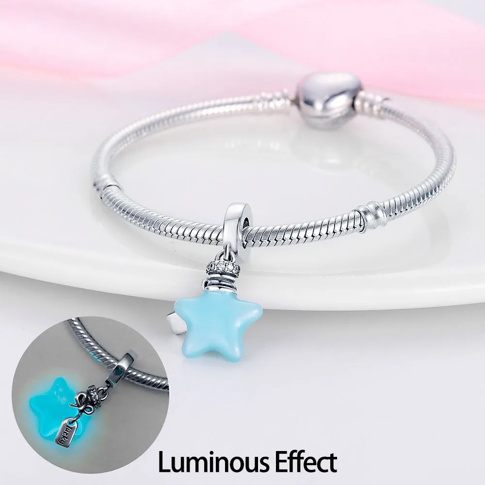 S925 Silver Luminous Charms Bead Grow in the Dark For Bracelet and Necklace