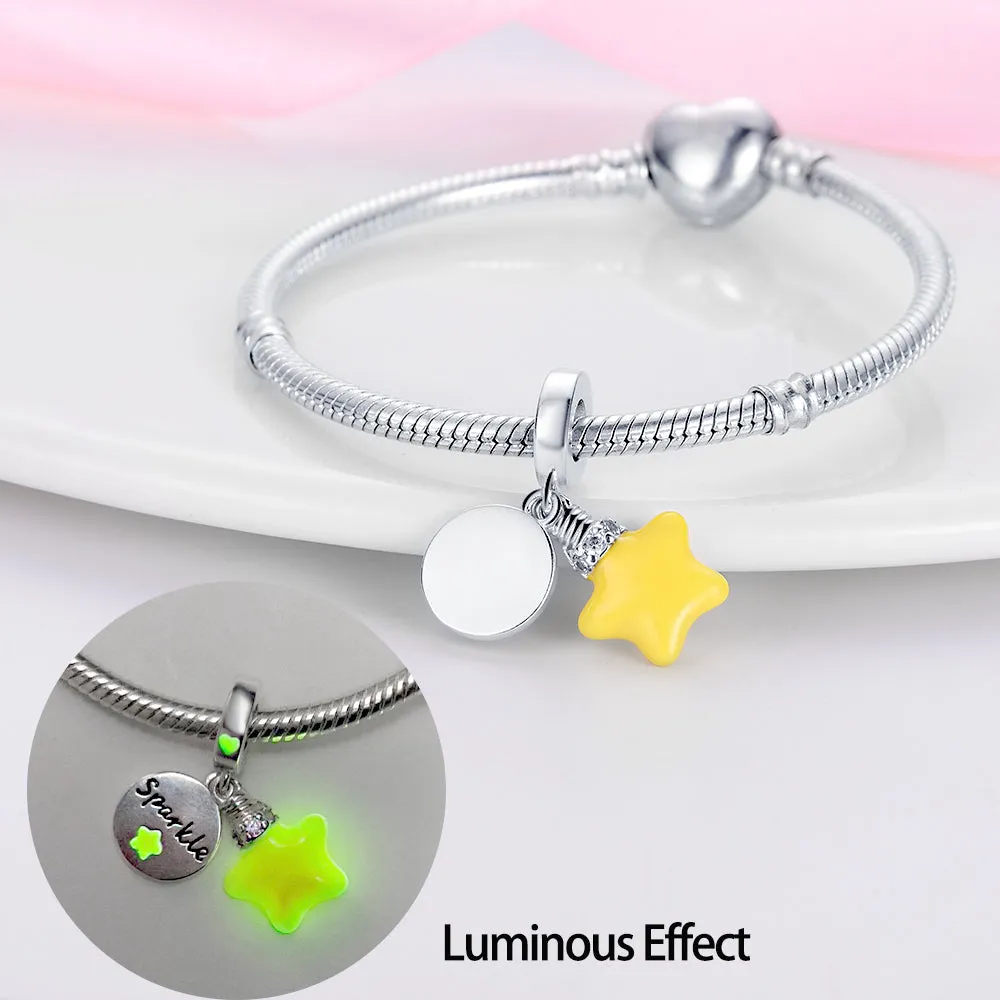 S925 Silver Luminous Charms Bead Grow in the Dark For Bracelet and Necklace