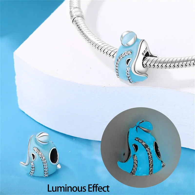 S925 Silver Luminous Ocean Series Charms Bead Grow in the Dark For Bracelet and Necklace
