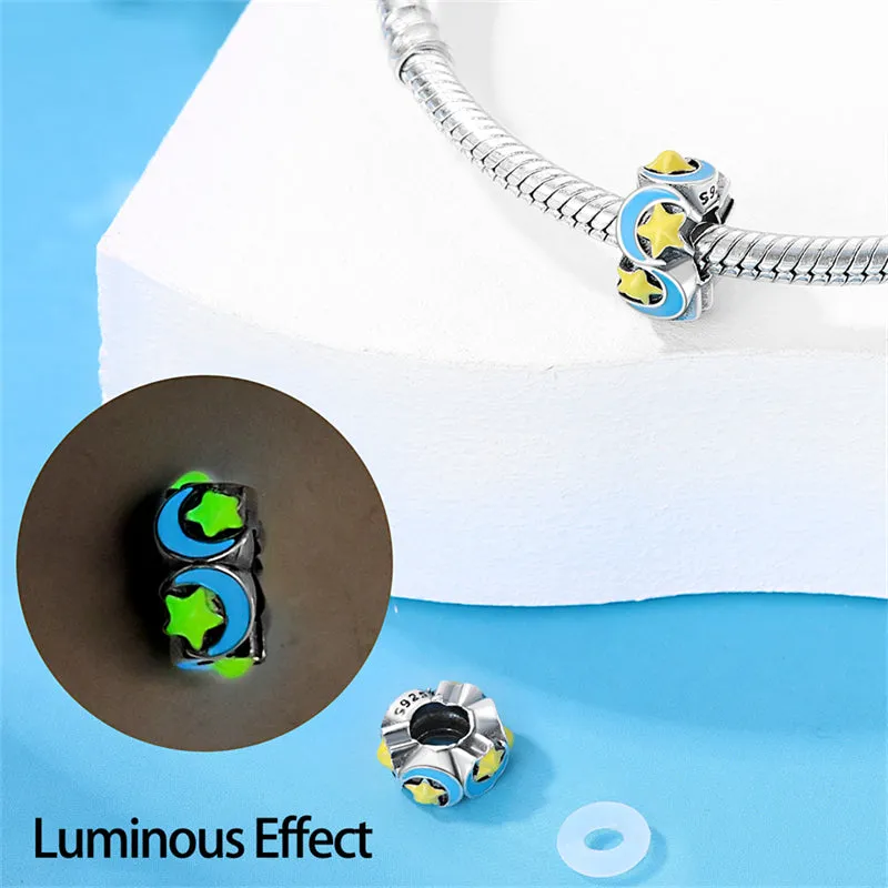 S925 Silver Luminous Ocean Series Charms Bead Grow in the Dark For Bracelet and Necklace