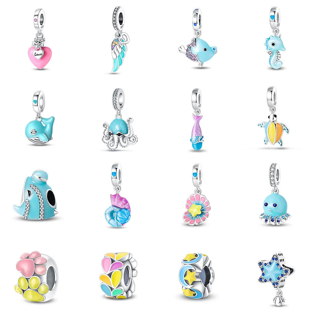 S925 Silver Luminous Ocean Series Charms Bead Grow in the Dark For Bracelet and Necklace