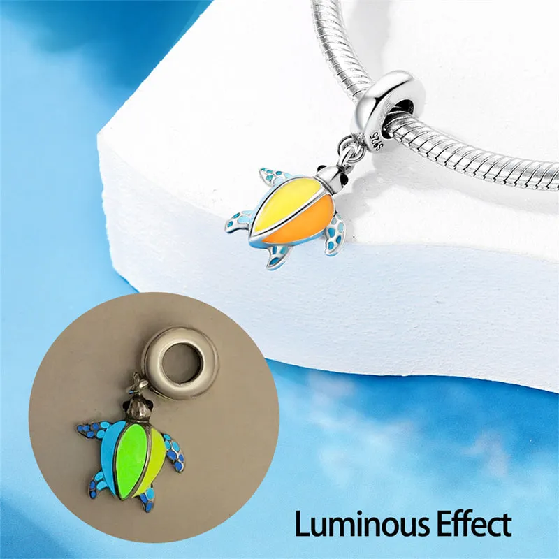 S925 Silver Luminous Ocean Series Charms Bead Grow in the Dark For Bracelet and Necklace